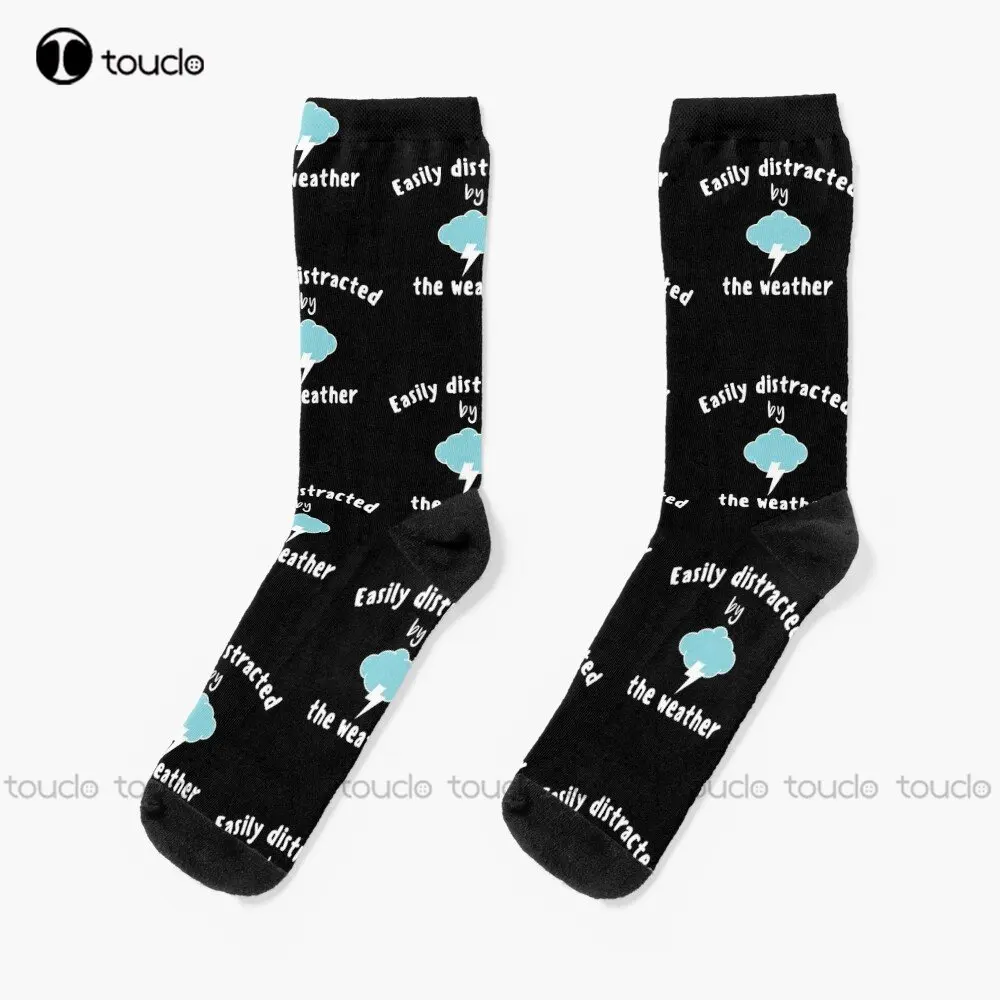 

Cloud Meteorology Easily Distracted By The Weather Socks Dance Socks 360° Digital Print Custom Gift Streetwear Funny Sock Art