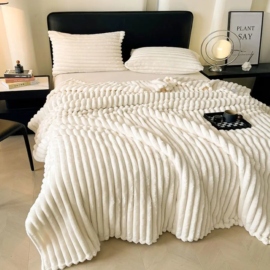 Spring Throw Blanket for Couch, Cozy Warm Plush Striped Blanket for Sofa Bedroom Living Room, All Season Use Festival Home Decor 4