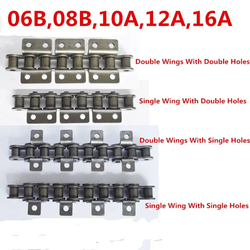 06B,08B,1.5M Length High Quality Drive Roller Chain Machine Transmission Conveyor Chain With Single Double Hole Attachment