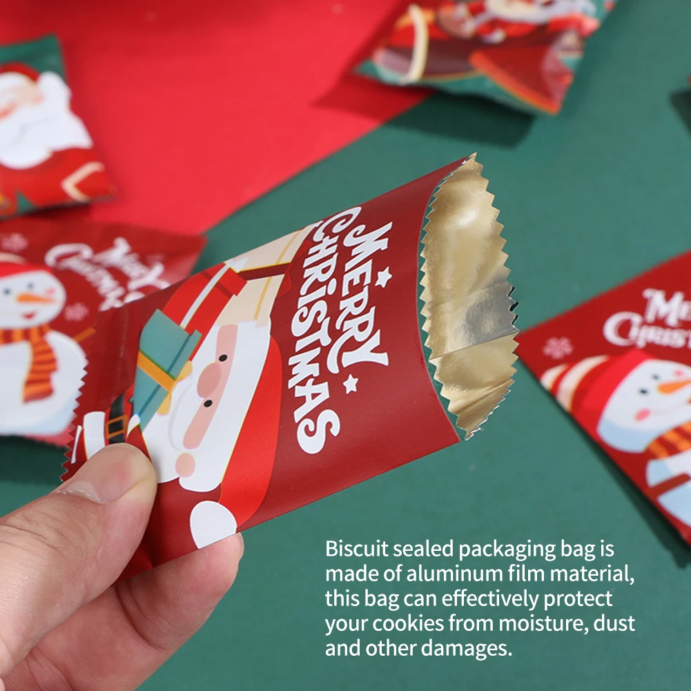 Christmas Candy Packaging 100pcs Mixed Color Candy Bag Christmas Biscuit Aluminium Film Pocket