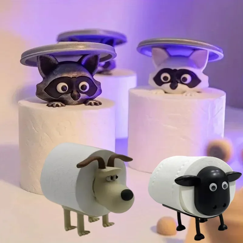Cute Raccoon Dog Sheep Toilet Paper Holder Playful Bathroom Decor With Trash Can Lid Cover Unique Gift Idea Funny Home Accessory Cute Raccoon Dog Sheep Toilet Paper Holder Playful Bathroom Decor With Trash Can Lid Cover Unique Gift Idea Funny Home Accessory