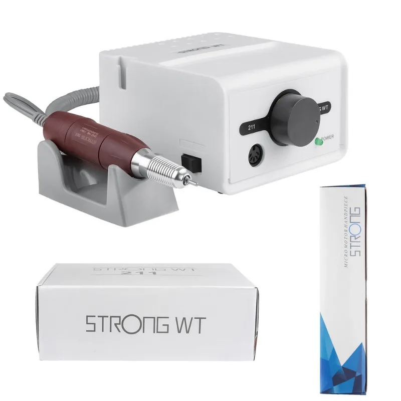 Strong 211 Electric Nail Drill Manicure Machine Pedicure Kit Nails Art Tool STRONG 210 35000rpm Handpiece Nail File Equipment 6