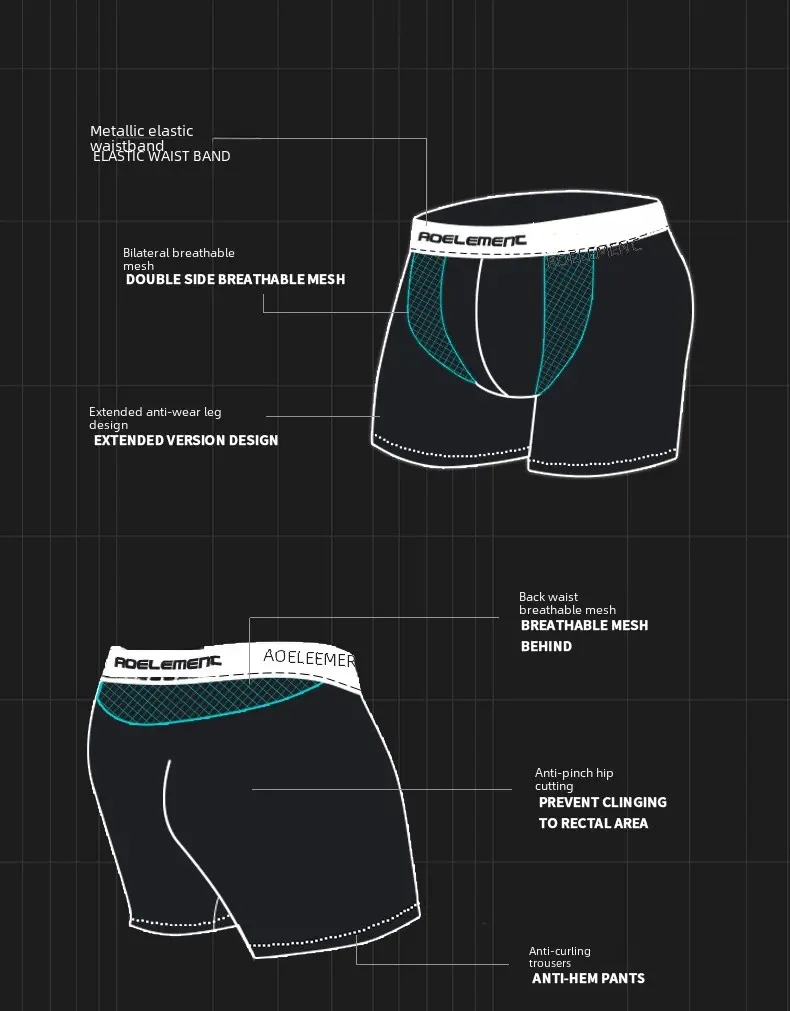 Description Picture 4 of itemMen Sporty Anti-wear Modal Underwear Running Fitness Tight Long Leg Quick Drying Extension Flat Corner Pants