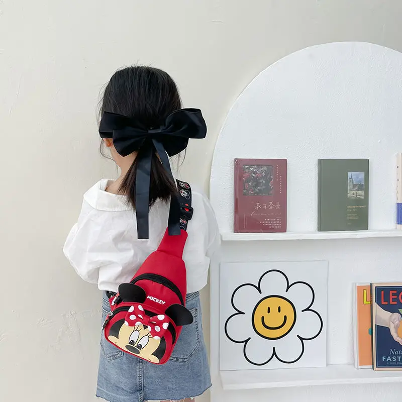 Disney Mickey's New Children's Waist Bag Cartoon Cute Boys and Girls Chest Bag Large-capacity Luxury Brand Fashion Messenger Bag