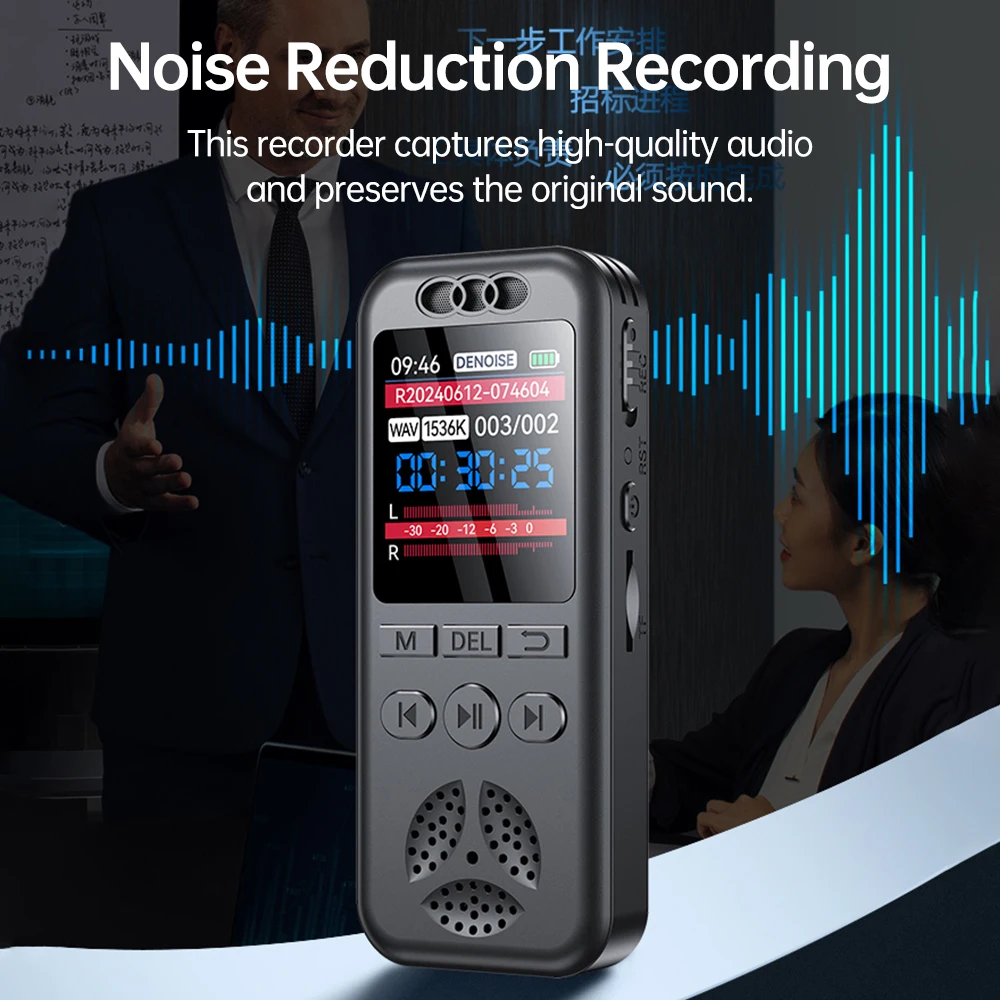 16GB Digital Voice Recorder Voice Activated Audio Recording Noise Reduction with Playback MP3 Music Player 70hrs Recording Files voice recorder