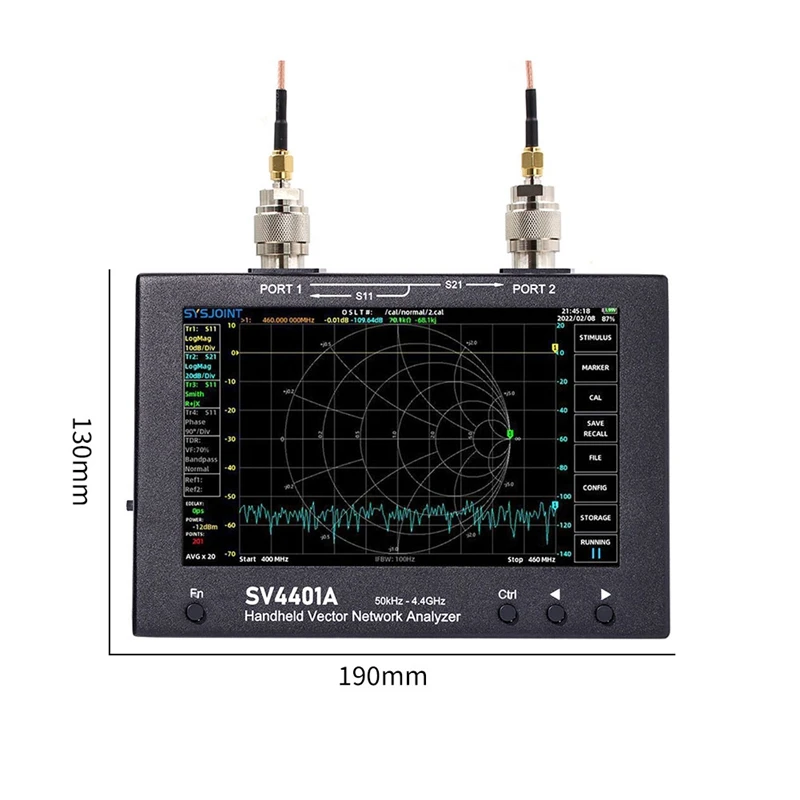 SV4401A 7 Inch Touch LCD Handheld Vector Network Analyzers 50KHz-4.4GHz HF VHF UHF VNA FCC Tester Kits Antenna Analyzer NanoVNA