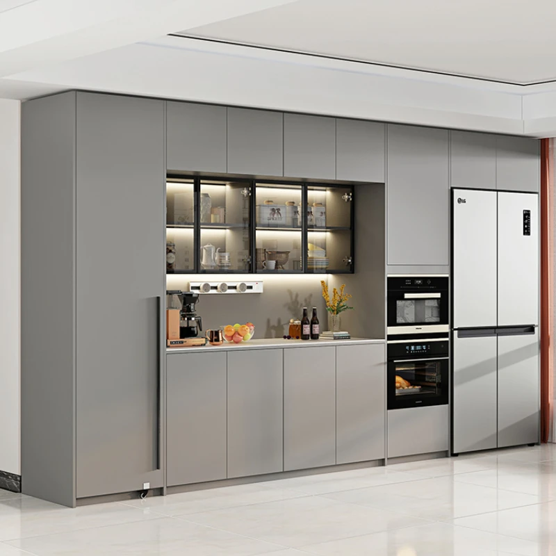 

Шкаф для холодильника, встроенный настенный высокий шкаф, кухонный шкаф для микроволновой печи, шкаф для хранения, стеклянная дверь, винный шкаф