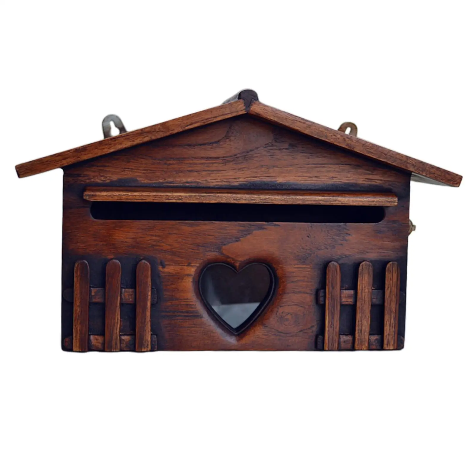 European Style Wooden Lockable Mailbox Front Door Hanging Secure Letterbox