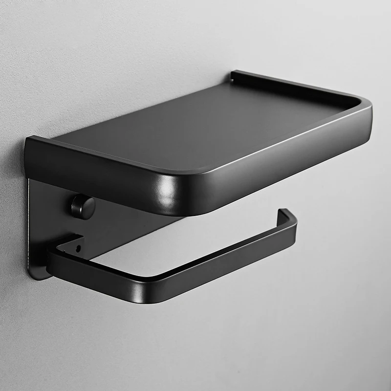 Black Toilet Paper Holder Multifunction Bathroom Storage Shelf Roll Paper Holder Chrome,Grey,White EL609 toilet paper holder toilet roll holder