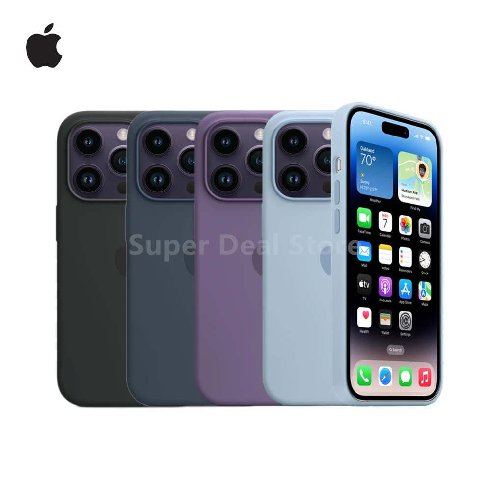 Capa de Silicone Apple para iPhone, Capa Magsafe, Carregamento Magnético Sem Fio, iPhone 14 Pro Max, 14 Plus, Original