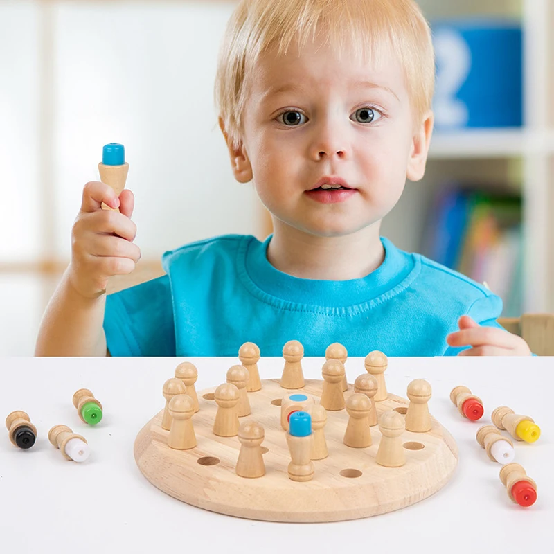 Kids Wooden Memory Match Stick Chess Game Fun Block Board Game