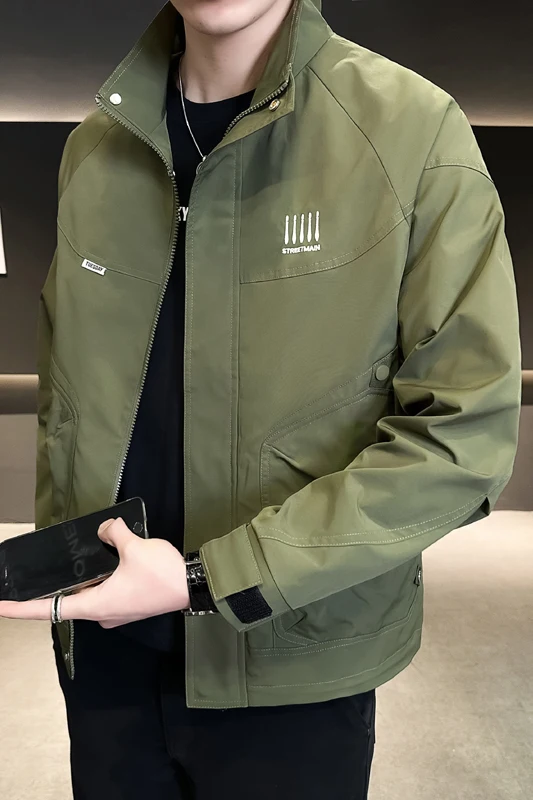 Hot selling men's jacket 2024 new spring camping outdoor boutique work overcoat simple and personalized fashion men's clothing