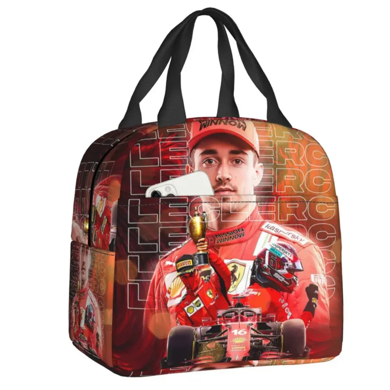 

Racing Driver Leclerc Charles Lunch Box Women Formula One Thermal Cooler Food Insulated Lunch Bag School Children Student