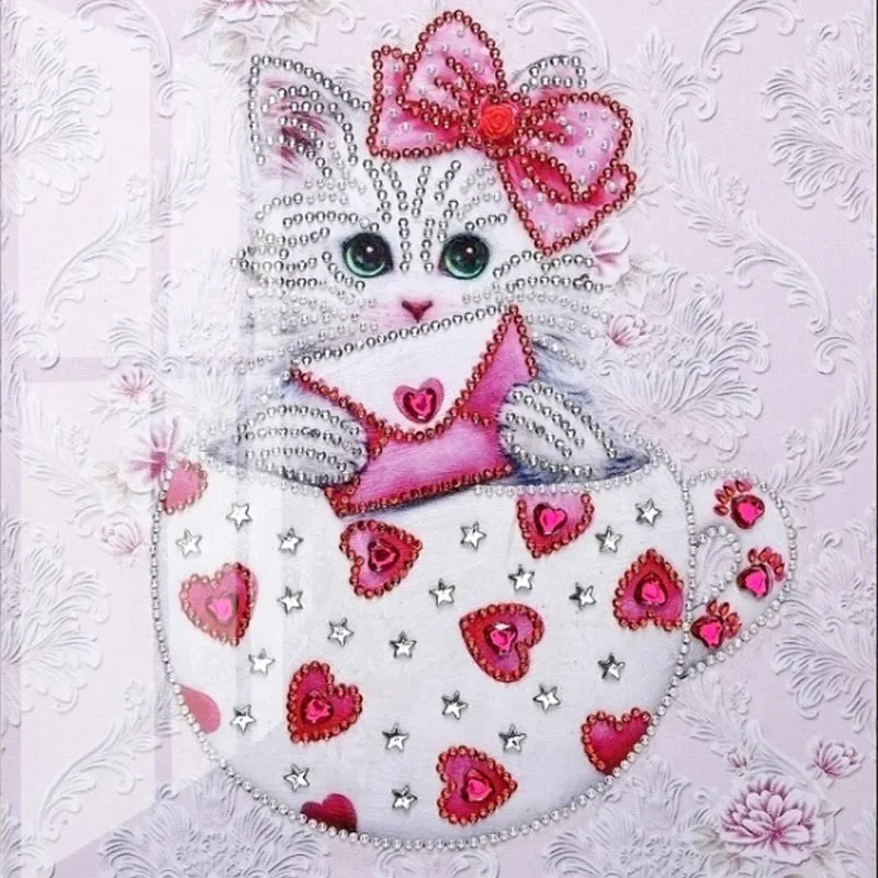 5D Cat Diamond Painting with Special Shape Diamond Embroidery Spring Autumn Winter Seasonal Rhinestone Mosaic Stickers