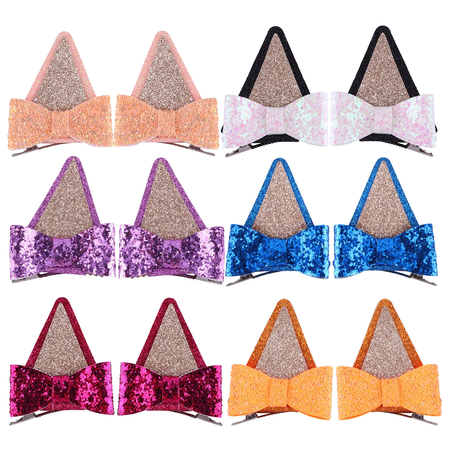 

2pcs/bag Sequins Dog Ears Hairpins Girls Bangs Side Clips Cute Hair Accessories Sweet Barrettes Kids Fashion Headwear Ornaments