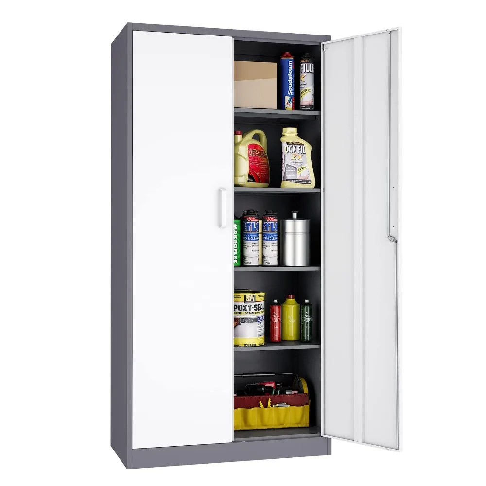 

2024 New Metal Garage Storage Cabinet, 71-inch Tall Cabinet with Adjustable Shelves & Locking Doors