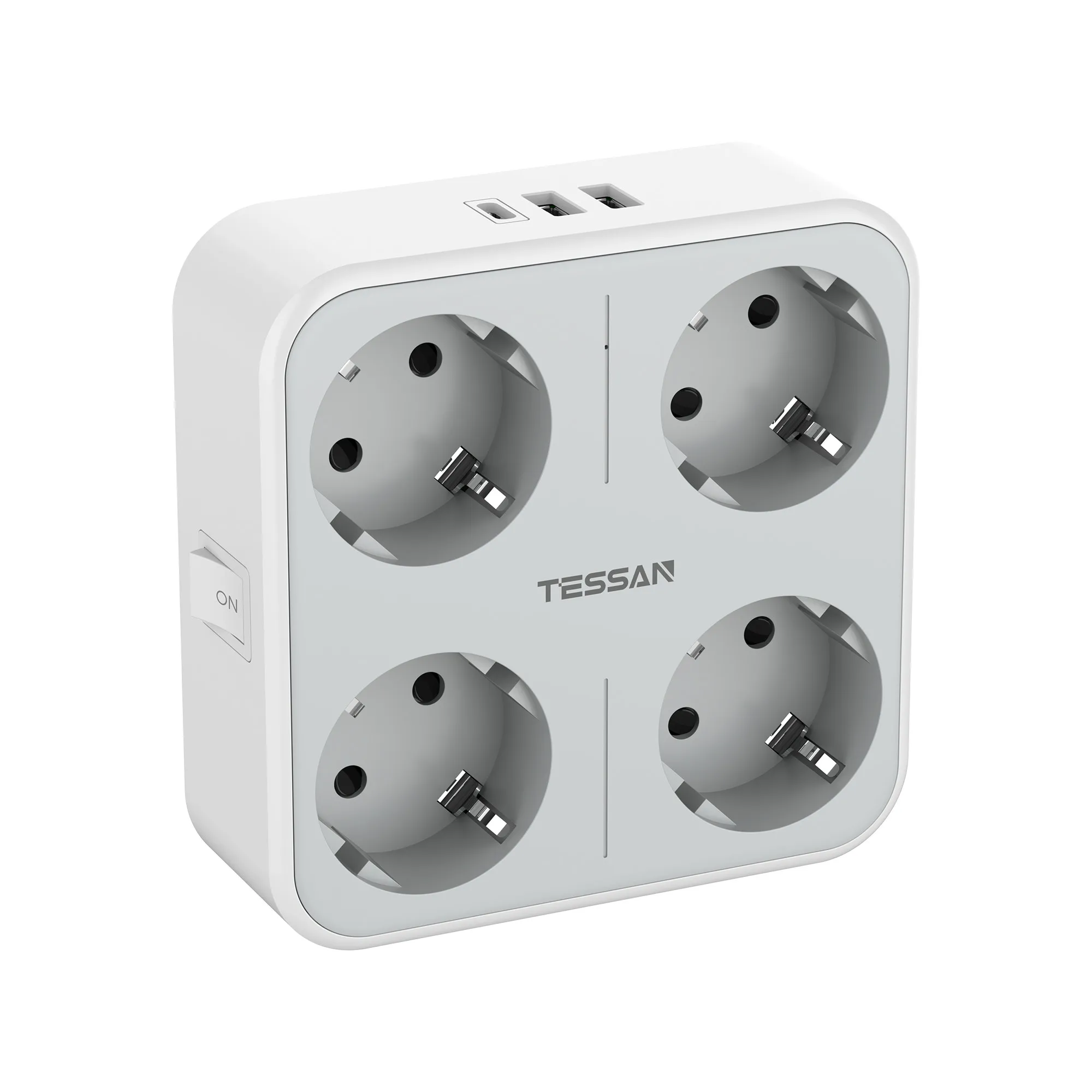 

TESSAN Multi Outlets Wall Socket Extender with AC Outlets, USB Ports and Type C, EU KR Plug Power Strip Adapter Charger for Home