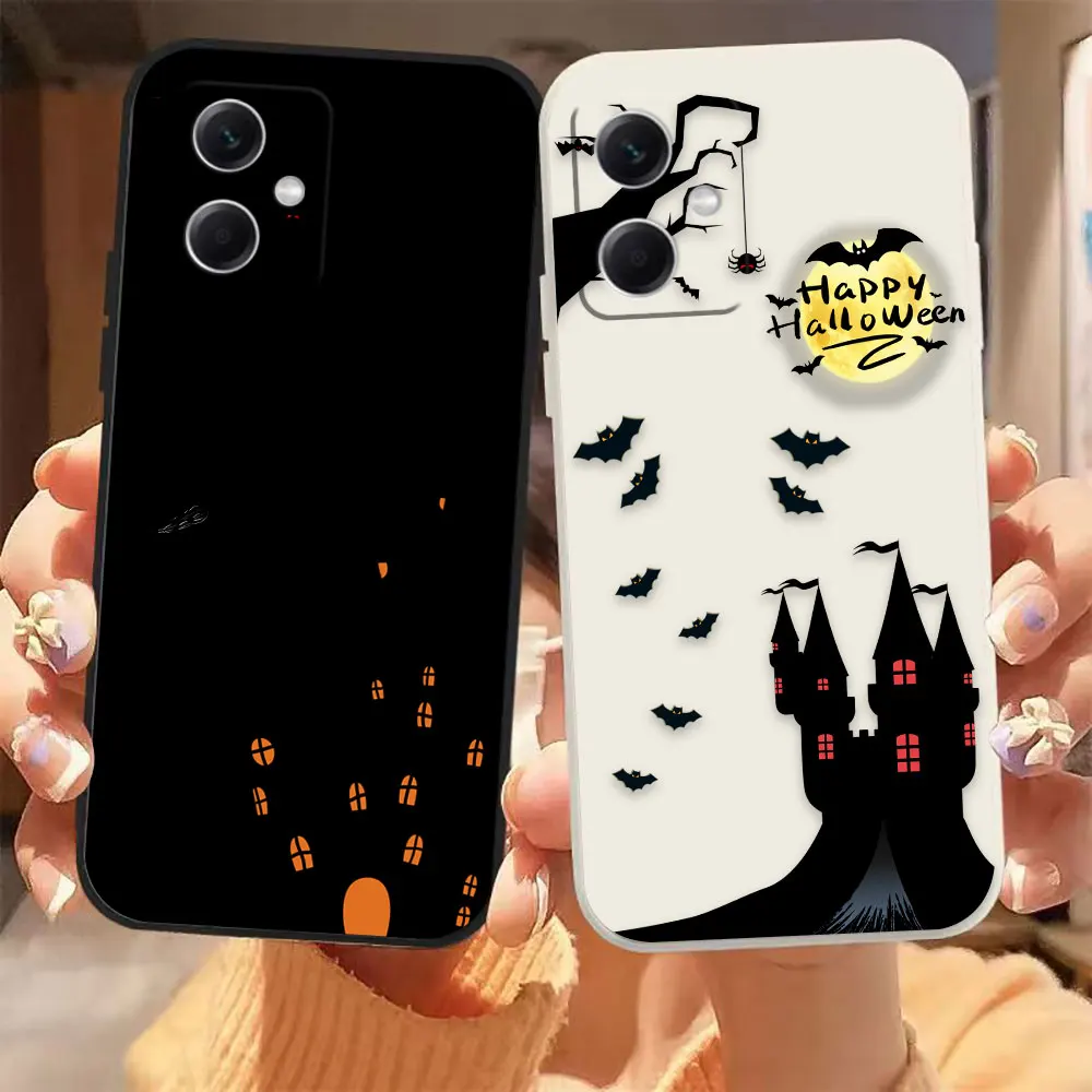 

Halloween Witch Castle Phone Case For Redmi Note 9 12 11 11T 12S 11S 10 8 PRO PLUS 4G 5G Colour Liquid Case Fundas Shell Capa