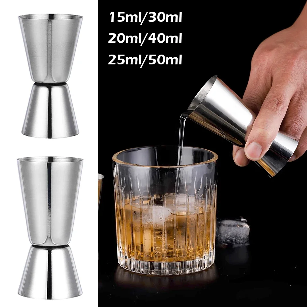 Cocktail Shaker Stainless Steel 15/30ml or 20/40ml or 25/50ml Measure Cup Dual Shot Drink Spirit Measure Jigger Kitchen Gadgets