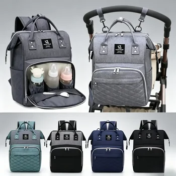 Borsa fasciatoio grande capacità per mamma, zaino da appendere al passeggino con materassino per il cambio, borsa multifunzionale per l'allattamento del bambino