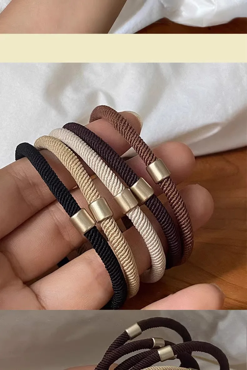 10 teile/satz Haar Krawatten Grundlegende Einfarbig Dicke Hohe Elastizität Elastische Haarband Pferdeschwanz Halter Gummiband Frauen Haar Zubehör – Detail 12