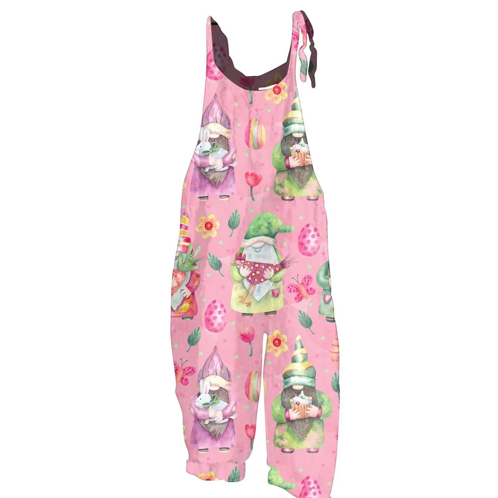

Women'S Jumpsuit Easter Print Casual Loose Vintage Shoulder Strap Cotton Linen женская одежда Korean Reviews Many Clothes