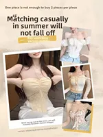 Wireless Strapless Bra Women's Thin Anti-Slip Seamless Wrap Chest Tube Top Prevent Exposure Small Chest Gathered Bra Summer - Image 5