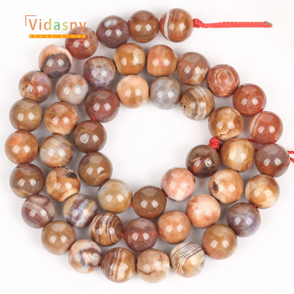 Naturstein 6/8/10mm braune Drachenadern-Achate, runde Perlen für die Schmuckherstellung, lose DIY-Zubehörteile für Armbänder und Halsketten