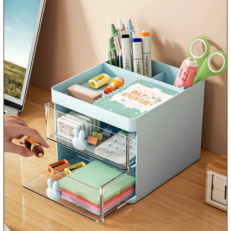 Compact Desk Organizer with Drawer: Stylish Office and Makeup Storage Solution
