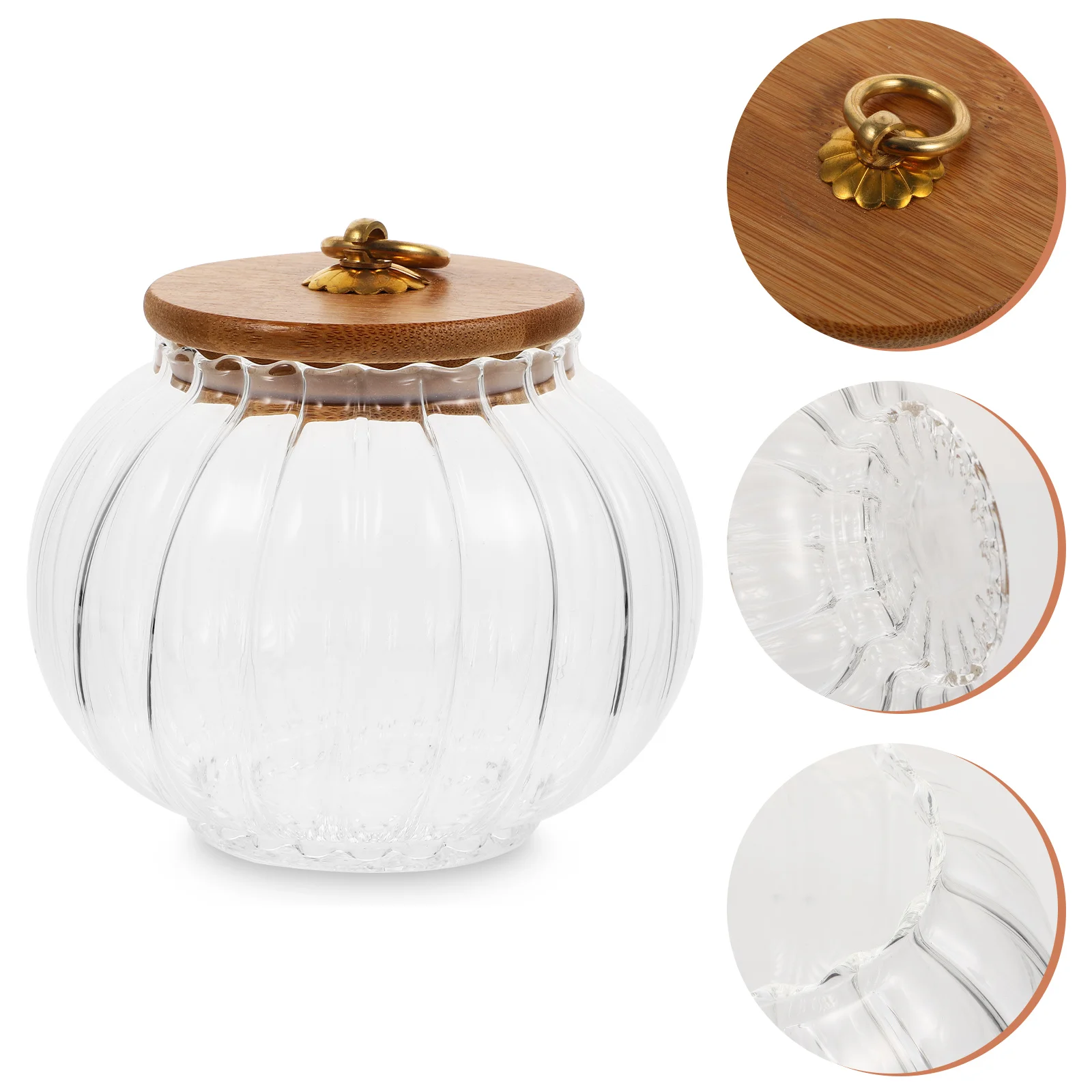 800Ml Pumpkin Shaped Glass Jar Bamboo Lid Grain Storage Container Spice Coffee Tea Candy Salt Pepper Wide Mouth Easy Clean glass storage jar glass storage container