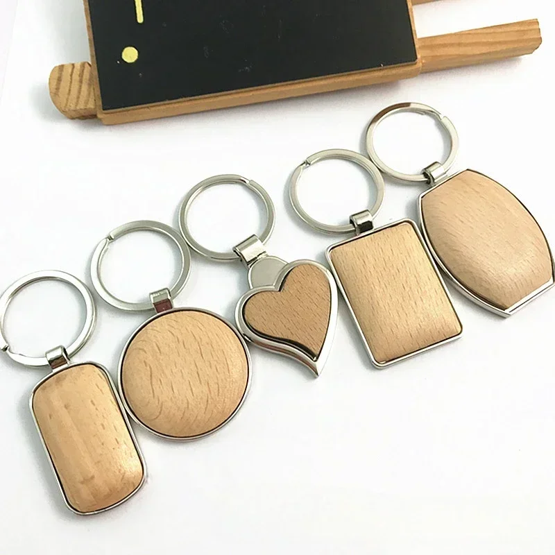 

Customized Wooden Metal Keychain Heart Shaped Wood Engraved Key Chains Personalized Lettering Keyring Blanks Wholesale Bulk