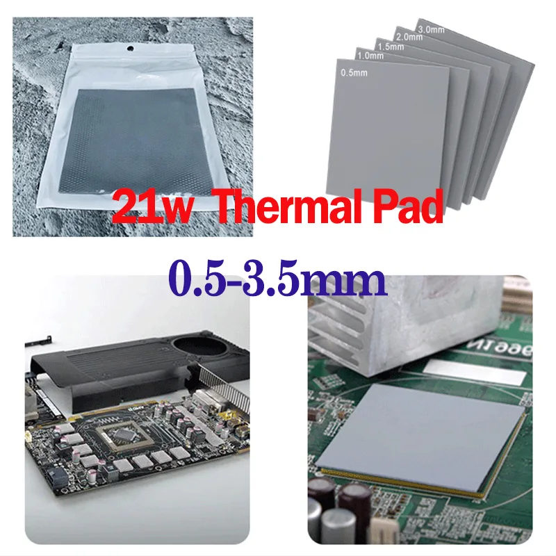 

Excellet 21W/MK High Quality Thermal Pad 100x50mm 100X100mm CPU GPU Heatsink Cooling Conductive Silicone Thermal Pads Video Card