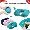 U-Shape Travel Pillow New Pres Inflateble Pillow Neck Portable Folding Outdoor Traveling Car Airplane Inflate Ring Neck Pillows 1