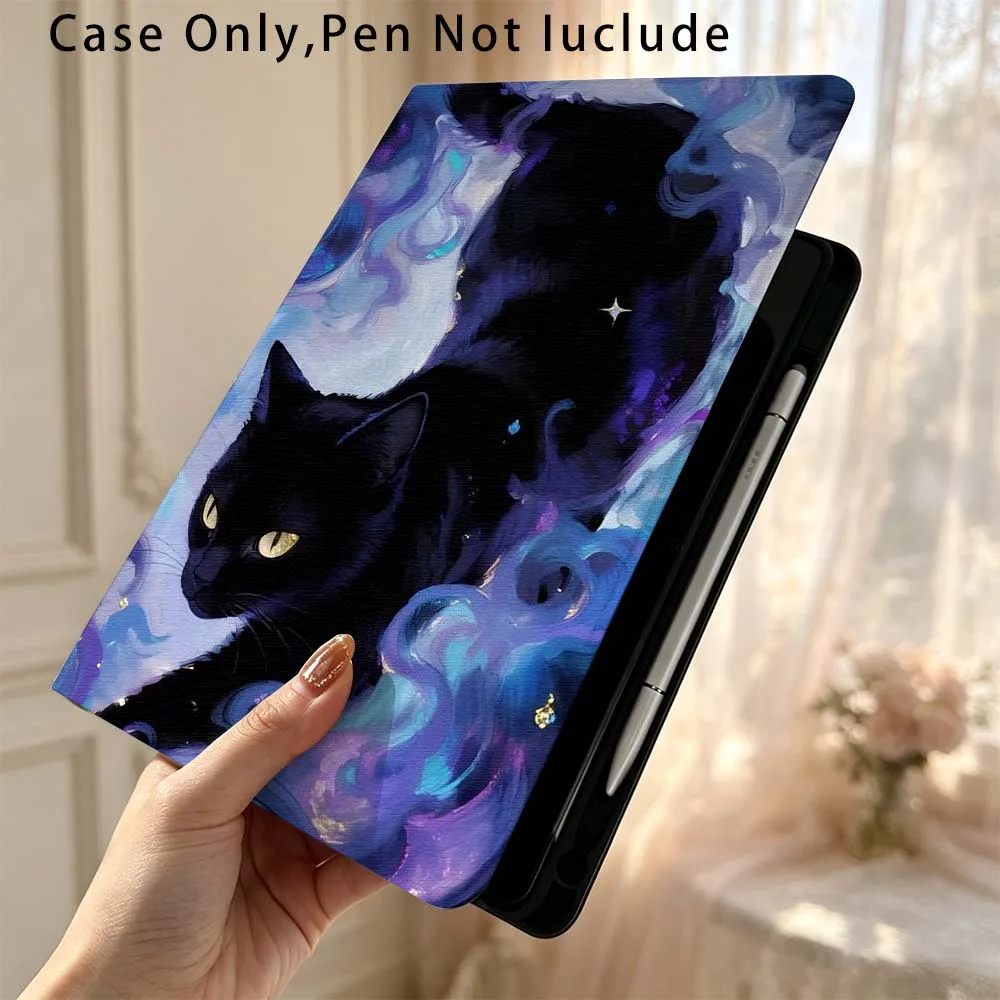 Cartoon Black Cat Nebula Soft Tablet Case