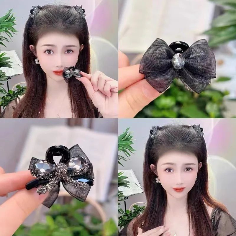 Sweet Diamond Bow Bangs Hair Clip for Women with Side Broken Hair To Fix Princess Head Mini Clip