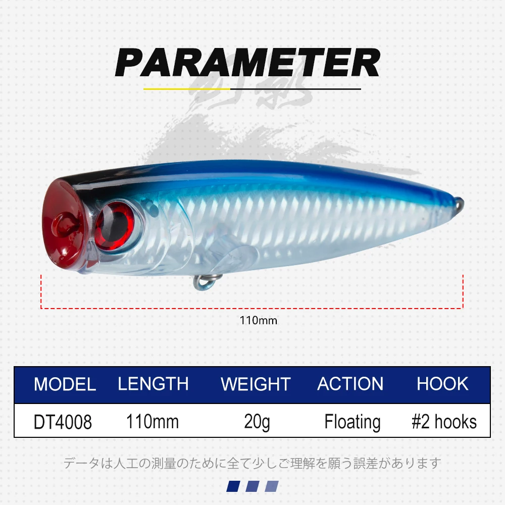 D1 Topwater Popper Fishing Lures 110mm 20g Floating Wobblers Long Casting Artificial Hard Baits Sea Fresh For Seabass Pike