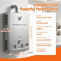    Chauffe-eau instantané mural au gaz GPL SIHAO 8L 16KW, affichage LED, équipement d'eau chaude instantanée pour douche et cuisine 8 2