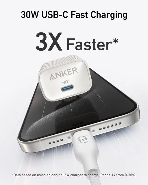 Anker Nano USB C Charger 30 W High-Speed USB C Charger PIQ 3.0 and PPS Fast Charging Power Compatible with iPhone 15/14 - Hình ảnh 4
