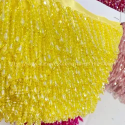 Vibrant Green Tassel Beaded Lace Trim - 90CM  Length (Lemon Yellow)