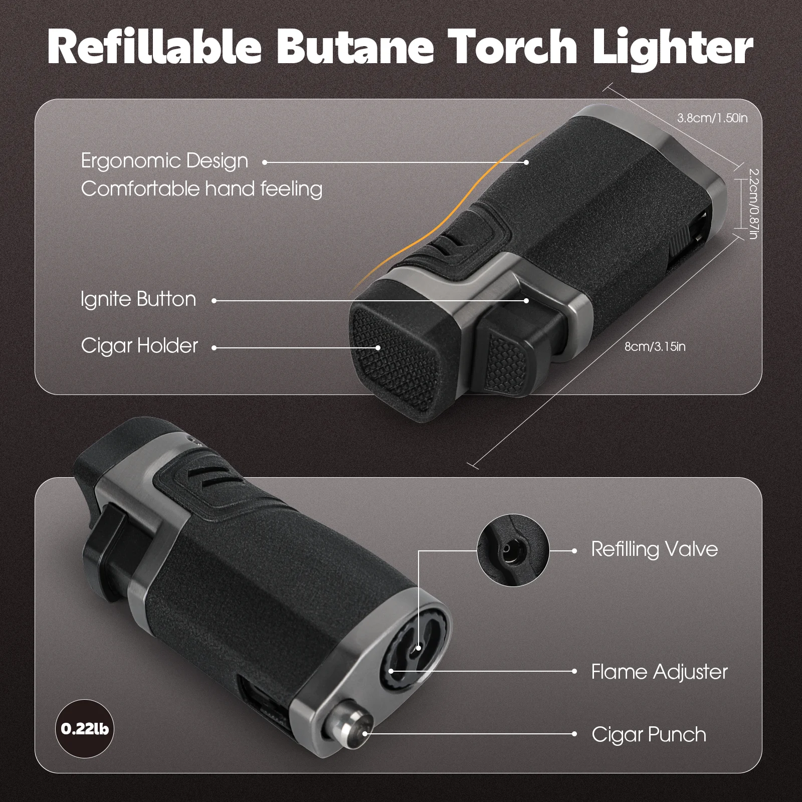 Multifunctional Adjustable Windproof Cigar Lighter