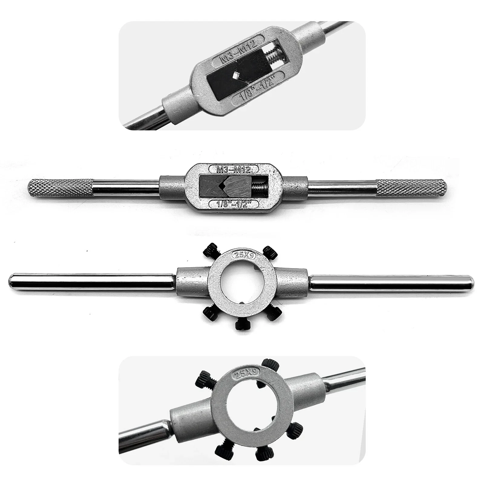 Professional 32/40/110Pcs Metric Tap and Die Set Nut Bolt Screw Thread Steel Pitch Gauge Bearing Steel Threading Tool with Case
