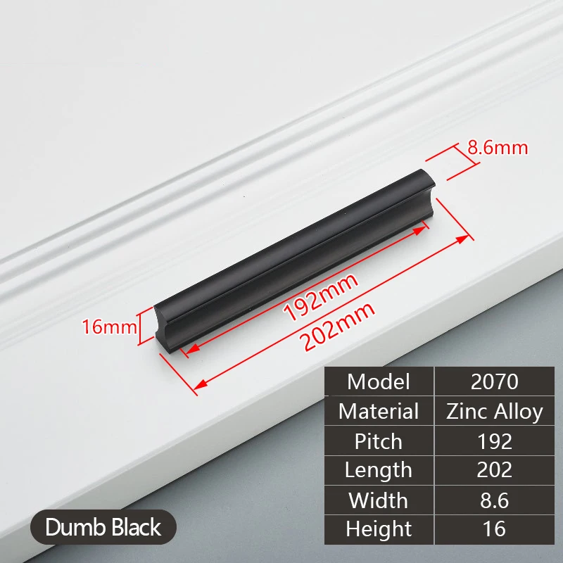 Silver Black Gold Furniture Door Handle Kitchen Cabinet Pull Zinc Alloy Modern Cupboard Drawer Hardware Long Knob furniture handles kitchen door handles
