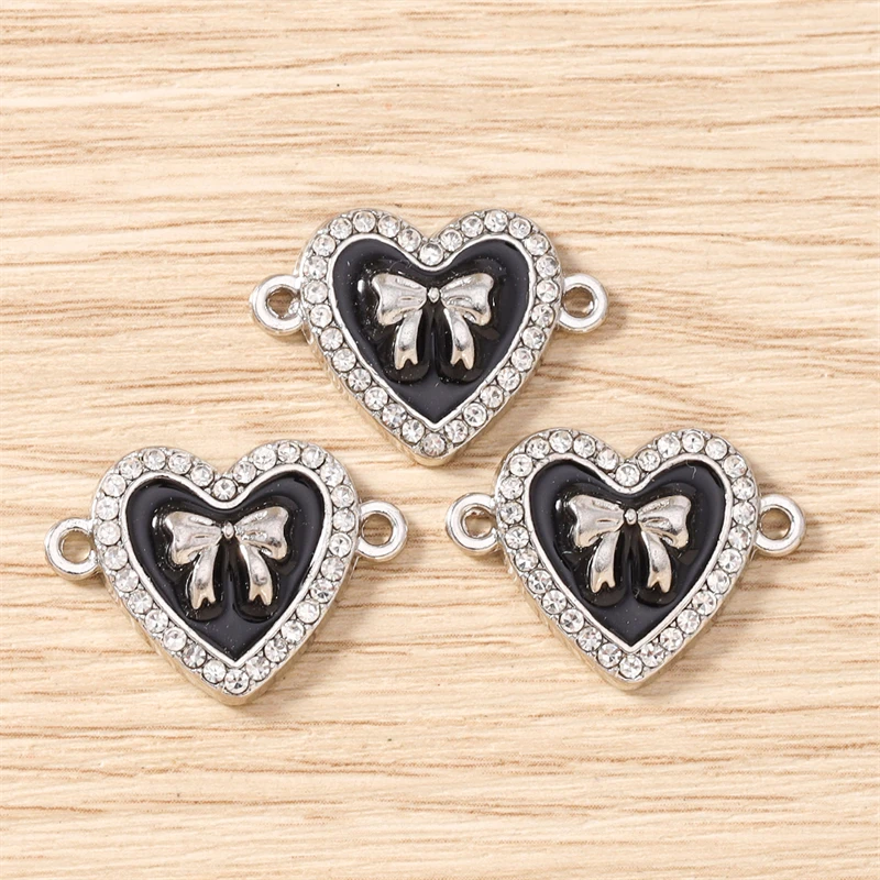 10 Stück 28 x 20 mm niedliche Emaille-Bowknot-Herz-Charms-Anschlüsse für Schmuckherstellung, DIY-Armbänder, Halsketten, handgefertigtes Bastelzubehör – Detail 14