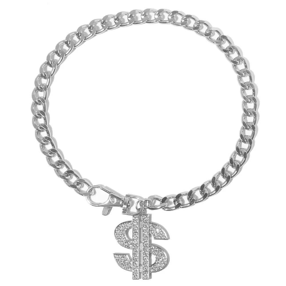 Dog Collar dog collar pet collar pet necklace Necklace for Small Medium Dogs Dollar Sign Pendants Hip Hop Gold/Silver Plated Chain Jewelry Pet Accessories