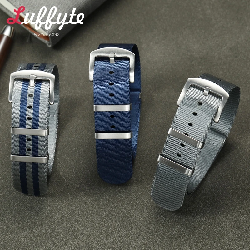 Premium Nylon Watch Strap - Soft, Stylish Wristband in Blue, Green, and Gray,