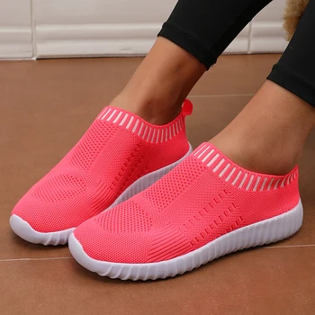 أحذية نسائية شبكية سهلة الارتداء بتصميم بسيط ومريحة ومسامية وخفيفة الوزن ومضادة للانزلاق ونعل للتدريب على التوازن 5