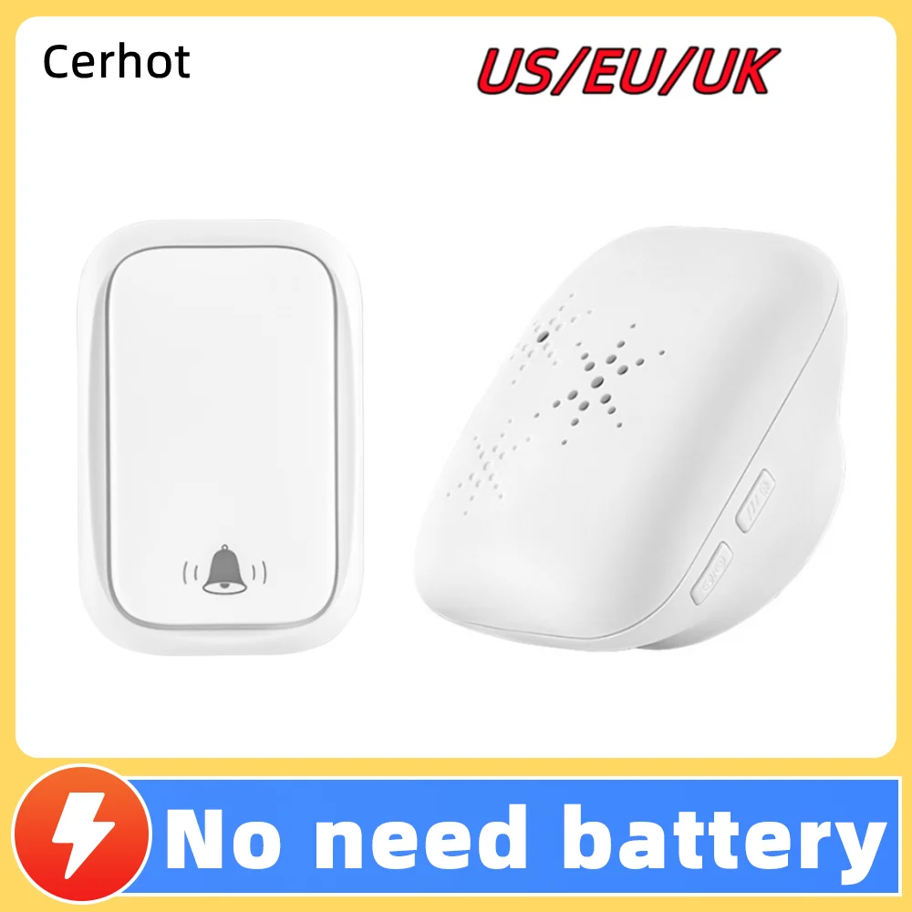 Self Powered Outdoor Wireless Doorbell Waterproof Door Ring Chime 150M Distance 38 Songs Home Welcome Door Bell Sets