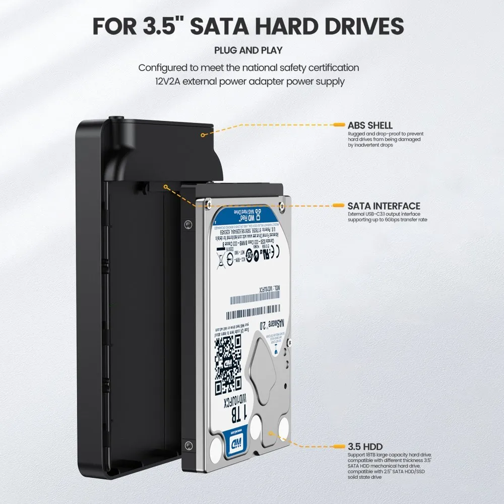 IDsonix 3.5 ġ HDD ̽, SATA SSD ϵ ̺ Ŭ,   ,  ϵ ̺ Ŭ, SATA-USB 3.1 C Ÿ