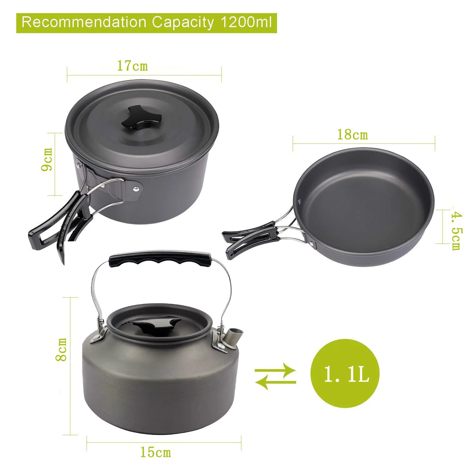 Hot Selling Outdoor Portable 9 Pieces Camping Cookware Set for 1-2 People for Camping and Outing