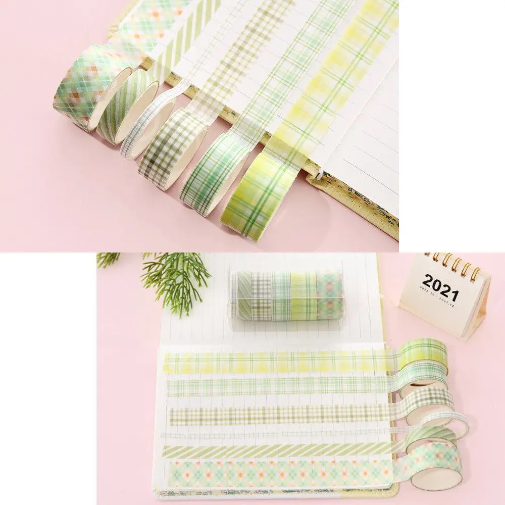 6 rolls/box DIY Diary Stationery Kawaii Adhesive Washi Tape Set Masking Tape Sticker